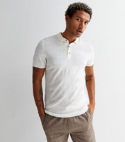New Look White Fine Knit Short Sleeve Polo Top